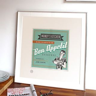 personalised 'bon appetit' print by brough and ready