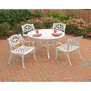 Home Styles Biscayne 5 piece 42 inch White Cast Aluminum Outdoor Dining Set White Size 5 Piece Sets
