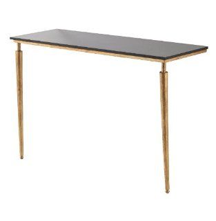 Bailey Polished Black Marble Gold Leaf Console Table   Sofa Tables