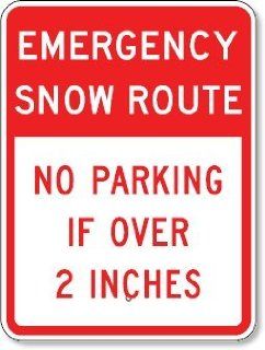 Emergency Snow Route No Parking If Over 2 Inches Sign 18 x 24  Yard Signs  Patio, Lawn & Garden