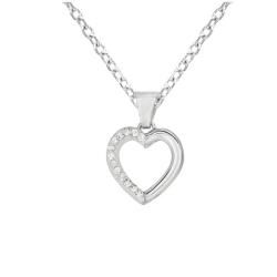 Sterling Silver Crystal Open Heart Necklace Sterling Silver Necklaces