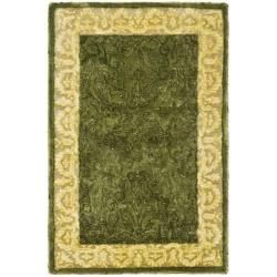 Handmade Silk Road Majestic Green/ Ivory N. Z. Wool Rug (2 X 3)