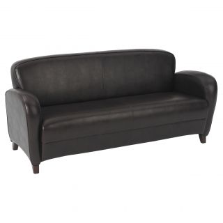 Office Star Products Embrace Eco Leather Sofa With Cherry Finish On Legs