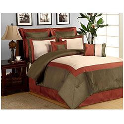 Welcome Industrial Corp Hotel Rust 8 piece Comforter Set Brown Size King