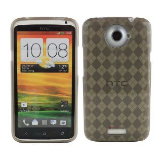 Fosmon TPU Protective Skin Case for HTC One X AT&T / Endeavor / Supreme   Smoke (Checker Design) Cell Phones & Accessories