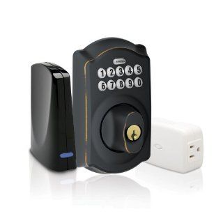 Schlage BE369GRNX CAM 716 Keypad Deadbolt Home Security Kit with Nexia Home Intelligence, Aged Bronze (Z Wave)   Door Dead Bolts  