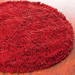 Hand woven Bliss Rusty Red Shag Rug (4 Round)