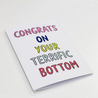 'congrats on your terrific bottom' card by veronica dearly