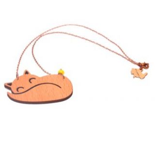 fox origami wooden necklace by artysmarty