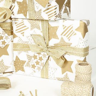 gold stars white wrapping paper by sophia victoria joy