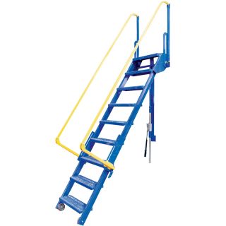 Vestil Extendable Rolling Step Ladder — 9-Step Model, 146in.L x 39in.W x 20in.D, Model# LAD-FM-9  Rolling Ladders   Platforms