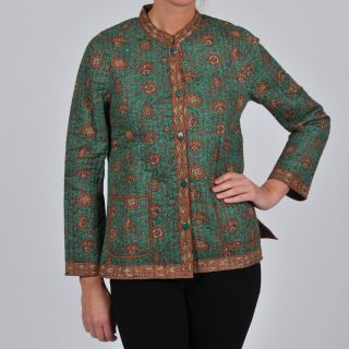 La Cera La Cera Womens Quilted Mandarin Collar Jacket Sage Size S (4  6)