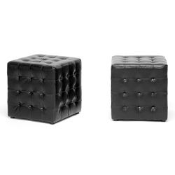Siskal Black Modern Cube Ottoman (set Of 2)