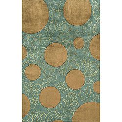 Hand tufted New Wave Green Wool Rug (36 X 56)