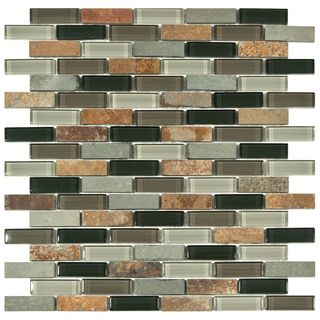 Somertile 12x11.75 in Reflections Subway Stonehenge Glass And Stone Mosaic Tile (pack Of 10)