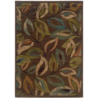 Brown Leaves Abstract Rug (5 X 76)