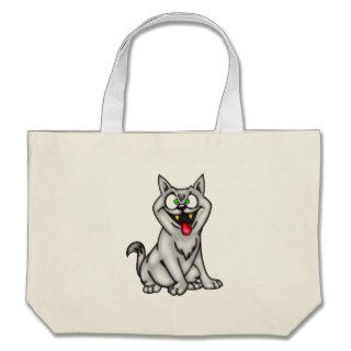 Gray Cross eyed Cartoon Cat Tote Bag