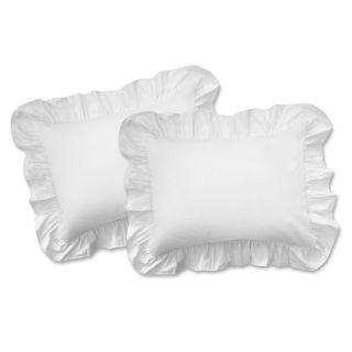 None Cotton Blend Poplin Ruffled Pillow Shams (pack Of 2) White Size King