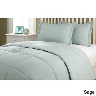 Epoch Hometex, Inc Nanofibre Water And Stain Resistant Down Alternative 3 piece Comforter Set Green Size Twin