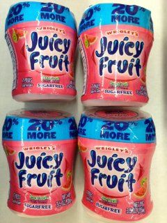 Wrigley's Juicy Fruit Sweet Fruit 20% More Bigepak CAR CUP Sugarfree Chewing GUM   4 Pack of 72 Pieces or 3.5 Oz JAR (288 Pieces Total)  Grocery & Gourmet Food