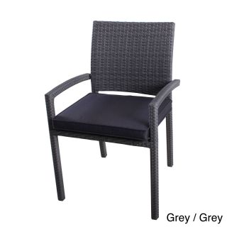 Liberty Wicker Grey Outdoor Stacking Arm Chair (set Of 4)