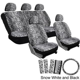 Oxgord Velour Leopard / Cheetah Seat Covers 17 piece Set Spotted Safari For Low Back Bucket Seats
