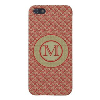 Mint and Red Monogram Tree of Life Pattern iPhone 5 Case