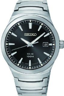 Solar Solar Black Dial Stainless Steel Mens Watch SNE291 Seiko Watches