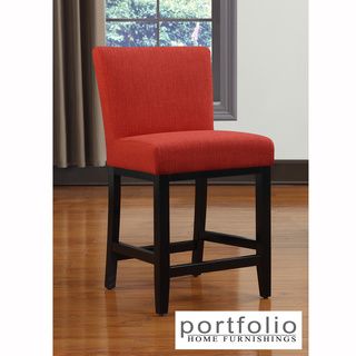 Portfolio Orion Sunset Red Linen Upholstered 23 inch Bar Stool PORTFOLIO Bar Stools