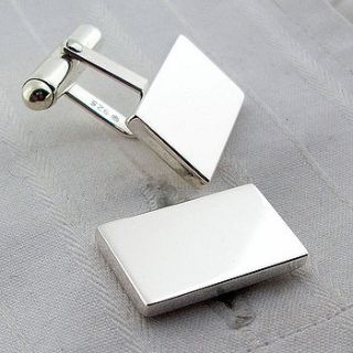 silver solid rectangle swivel cufflinks by english cufflinks