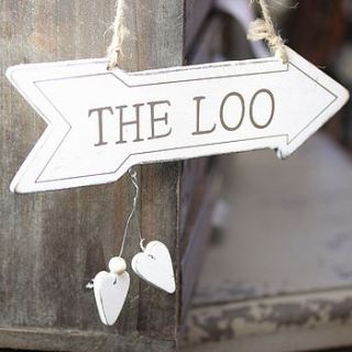 'the loo' hanging arrow sign by lisa angel homeware and gifts