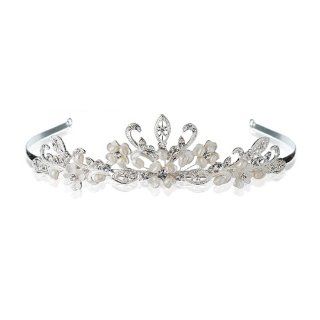 AD292 DIAMIE Bridal Wedding Silver Plated Crystal Tiara Crown Hair Accessory  Fashion Headbands  Beauty