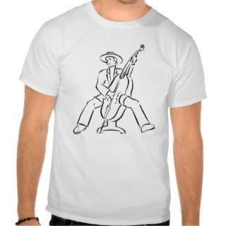 Upright Bass Player Outline Country Style T Shirt
