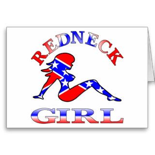 White Redneck Girl Rebel Flag Card