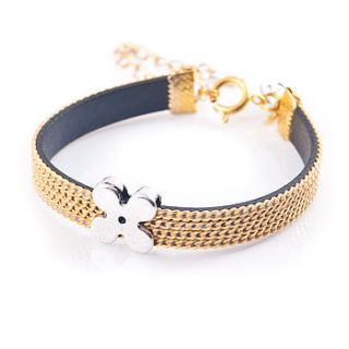 gold chain leather charm bracelet by francesca rossi designs