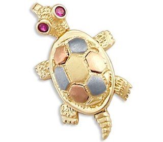 14k Yellow White n Rose Gold Turtle Shell Charm Pendant Jewelry