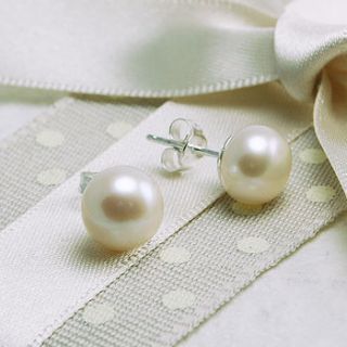 freshwater pearl stud earrings by highland angel