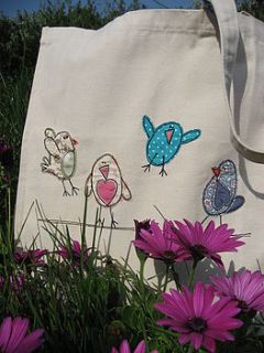 bouncy birds canvas shopper bag by delly doodles