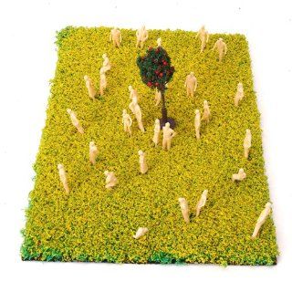 Green Grass Mat Railway Model Train Layout and Scenery Landscape Model Apple Tree and Unpainted Model Train People Figures Toys & Games