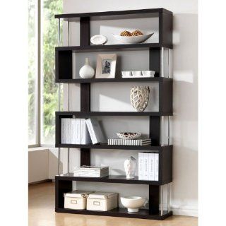 Baxton Studio Barnes 6 Shelf Modern Bookcase, Dark Brown   Bookshelf