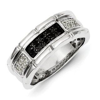 Sterling Silver White & Black Diamond Men's Ring Jewelry