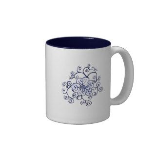 Cobalt Blue Flower Scroll Coffee Mug