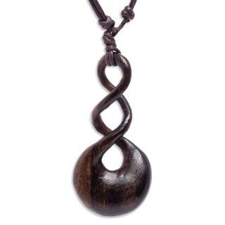Large brown maori wood triple twist carved pendant necklace tribal by 81stgeneration Jewelry