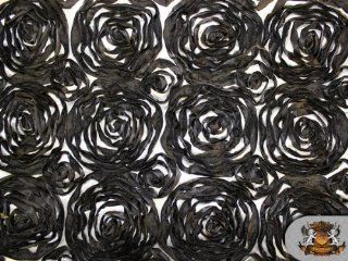 2 Tone Rosette Satin Fabric Black and White / 54' Wide / Sold By the Yard 