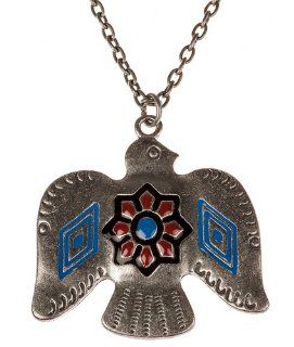 Woman's Colorful Pattern Antique Silver Plated Eagle Necklace Jewelry