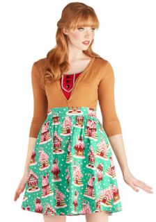 Gingerbread Home Sweet Home Skirt  Mod Retro Vintage Skirts