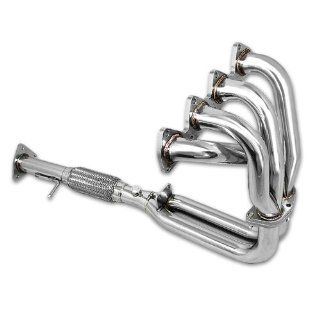 HDS HP92H22, T 304 Stainless Steel Chrome Flex Exhaust Pipe Manifold Header 2" Inlet with Gaskets and Bolts Automotive