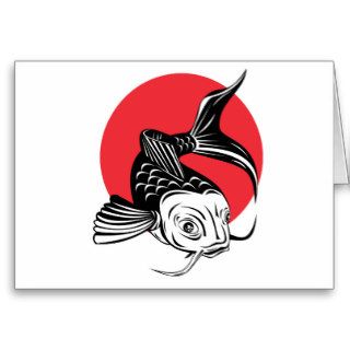 Cartoon anime Koi carp fish Card