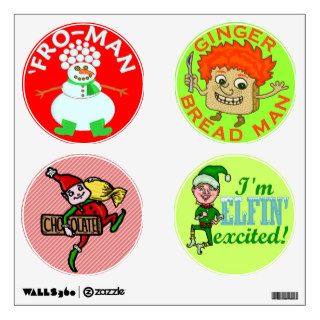Funny Christmas Elf Gingerbread Snowman Wall Stickers