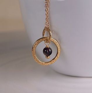 24k gold hoop necklace with garnet by begolden